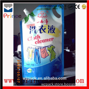 stand up spout plastic wash fluid liquid soap bag/laundry detergent packaging